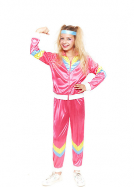 Pink 80s Tracksuit Costume for Girl