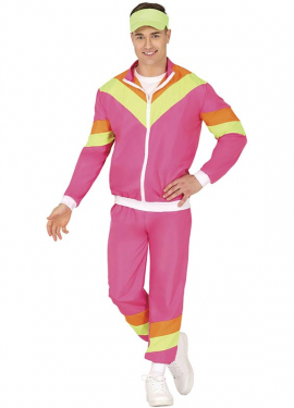 Men's Pink and Neon Yellow Tracksuit Costume