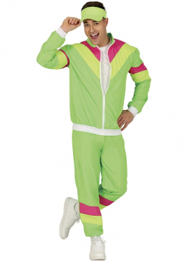 Men's Neon Green and Fuchsia Tracksuit Costume