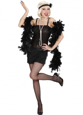 Women's black shiny Charleston costume