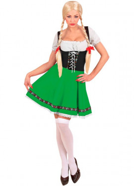 Costume da ragazza bavarese floreale nero e verde per donna