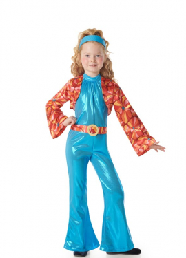 Blue 70s Disco Girl Costume for Girls