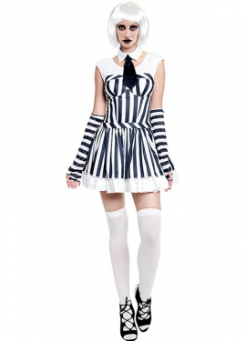 Women's Striped Ghost Girl Costume