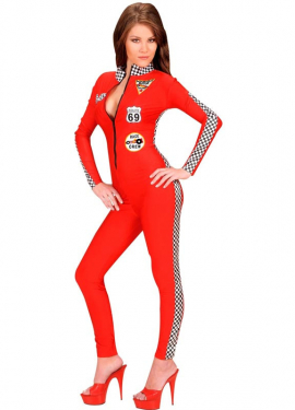 Grand Prix girl costume flirty red jumpsuit for women