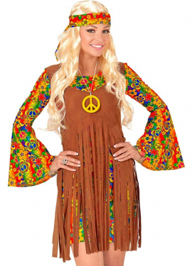 Fato de menina hippie com franjas longas para mulher