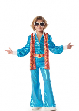 Blue 70s Disco Boy Costume for Boys