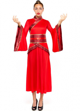 Disfraz de China Hanfu rojo para mujer