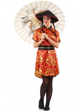 Red China Costume with Print for women