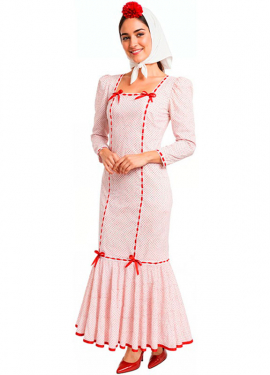 Disfraz de Chulapa Clásico blanco y rojo para mujer