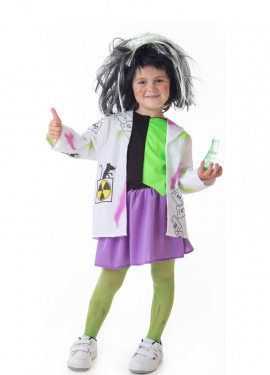 White and green mad scientist costume for girls