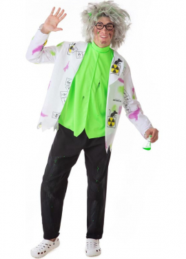 Costume da Scienziato Pazzo bianco e verde per uomo