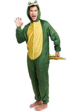 Fato de crocodilo verde e amarelo para homem