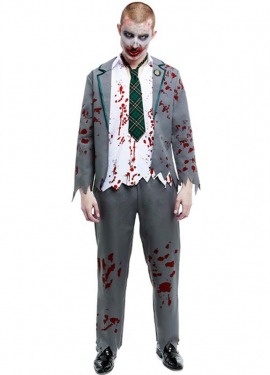 Men's Grey Zombie Schoolboy Costume with Jacket