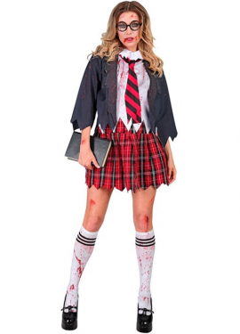 Zombie Schoolgirl Costume for Women
