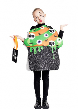 Costume di Halloween da cupcake verde e arancione per bambini