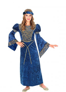 Blue and Gold Renaissance Lady Costume for Girls