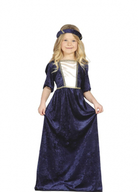 Blue Medieval Lady costume for girls