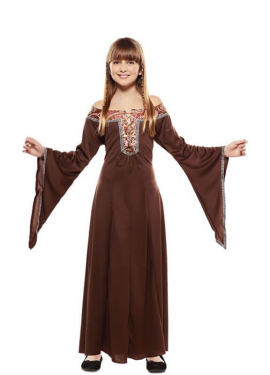 Brown Medieval Lady Kostüm für Mädchen