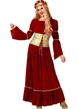 Red Renaissance Medieval Lady Costume for Women