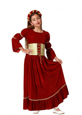 Red Renaissance Medieval Lady Costume for Girls