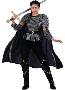 Women's Silver Viking Lady Costume with Cape