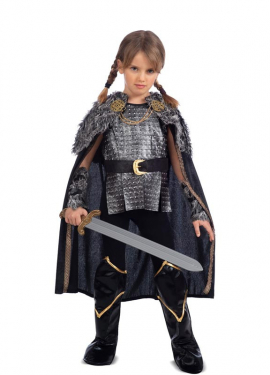 Silver Viking Lady costume with cape for girls