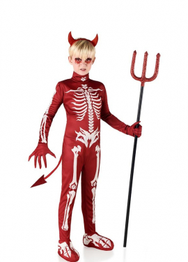 Red Skeleton Demon Costume for Boys