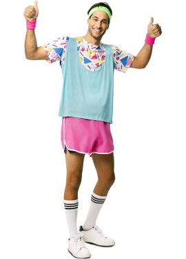 80s Sportsman Costume with Wristbands for Men