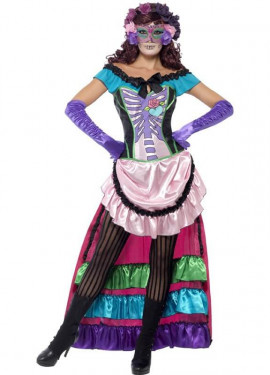 Fato de Catrina Dia dos Mortos para Mulheres