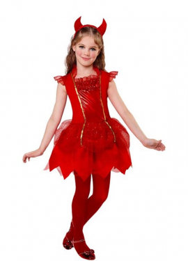 Devil Costume with Horns for Girls