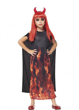 Girls' Flames Superior Devil Costume with Cape