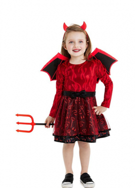 Costume da diavoletto rosso con fascia e ali per neonato e bambina