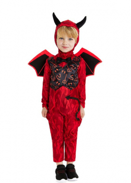 Costume da diavoletto rosso con fascia e ali per neonato e bambino