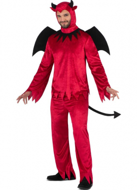 Red Devil costume with wings and tail for men