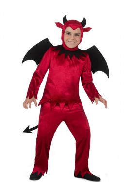 Red Devil costume with wings and tail for children