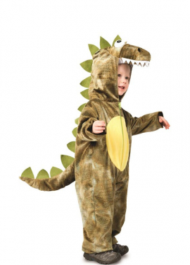 Costume de dinosaure dinosaure rugissant vert avec queue pour enfants