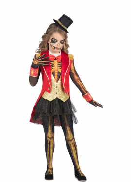 Skeleton Tamer costume with headdress for girl