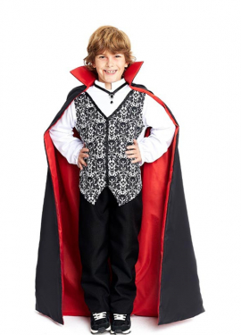 Classic Dracula costume with two-tone cape for children