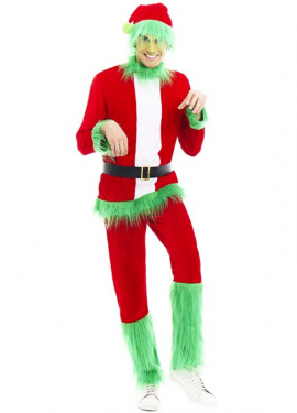 Green Grumpy Christmas Elf Costume for Men