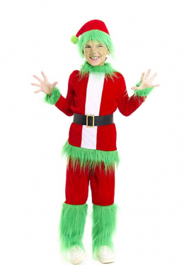 Green Grumpy Christmas Elf Costume for Kids