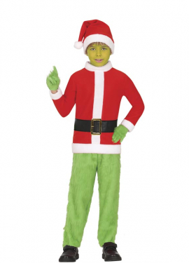 Green Grumpy Christmas Elf Costume for Boys