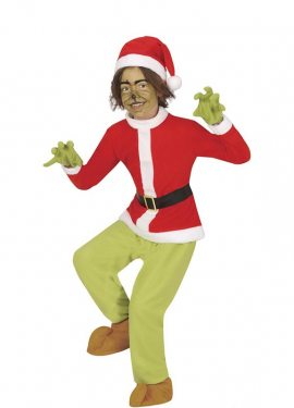 Green Grumpy Christmas Elf Costume for Kids