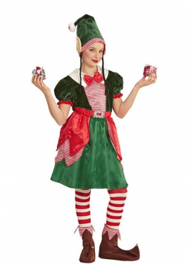 Disfraz de Elfa Ayudante de Papá Noel para niña
