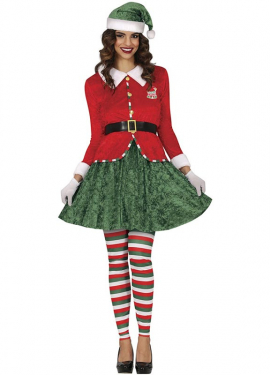 Women's Santa's Helper Elf Costume with Belt