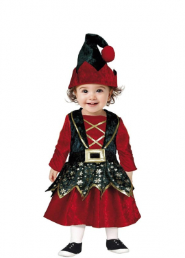 Dark green Christmas elf costume for babies