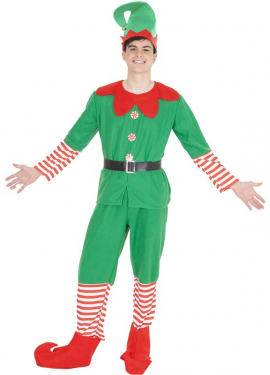 Santa's Helper Elf Costume with Hat for Men