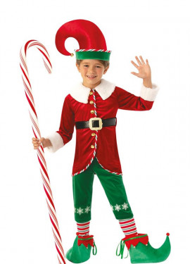 Deluxe Santa's Helper Elf Costume with Hat for Kids