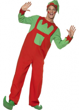 Red and Green Elf Costume for Men