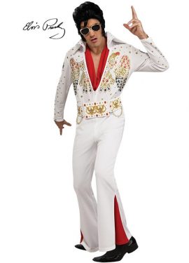 Deluxe white and red classic Elvis costume for men