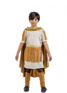 Fato de imperador romano dourado para menino